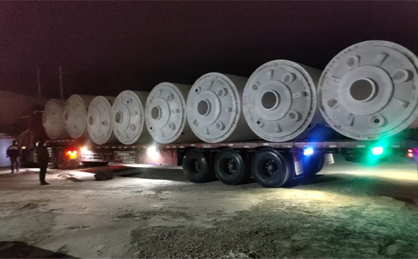 峪泉镇锥底桶交付现场